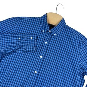 Gap‎ Shirt Mens L Blue Gingham Check Plaid Standard Fit Button Down Long Sleeve